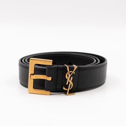 Cassandre Belt with Square Buckle Black Leather 85/34