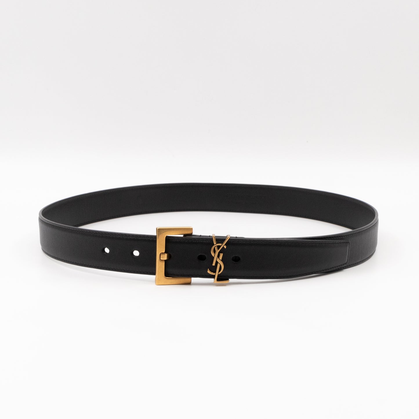 Cassandre Belt with Square Buckle Black Leather 85/34