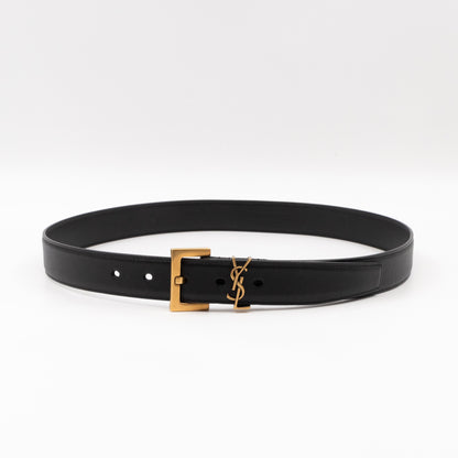 Cassandre Belt with Square Buckle Black Leather 85/34