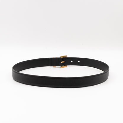 Cassandre Belt with Square Buckle Black Leather 85/34