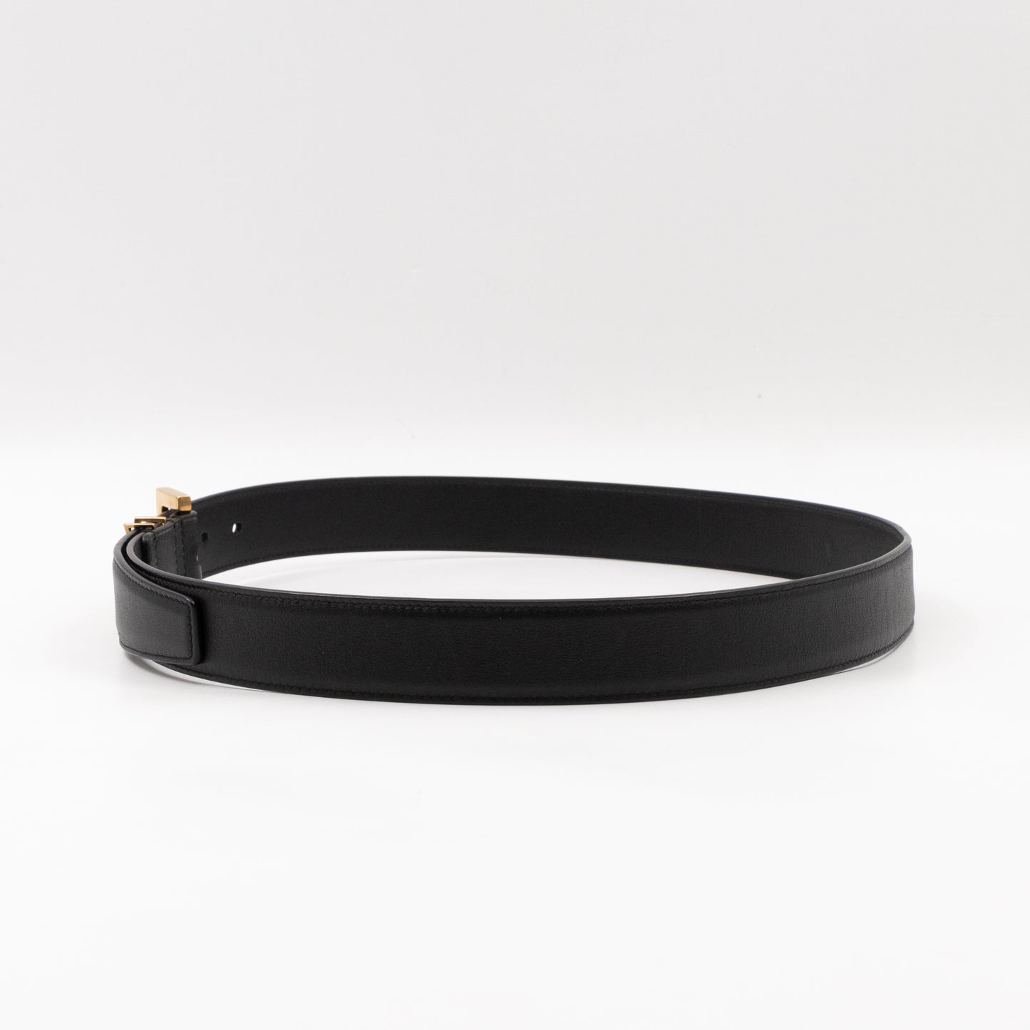 Cassandre Belt with Square Buckle Black Leather 85/34