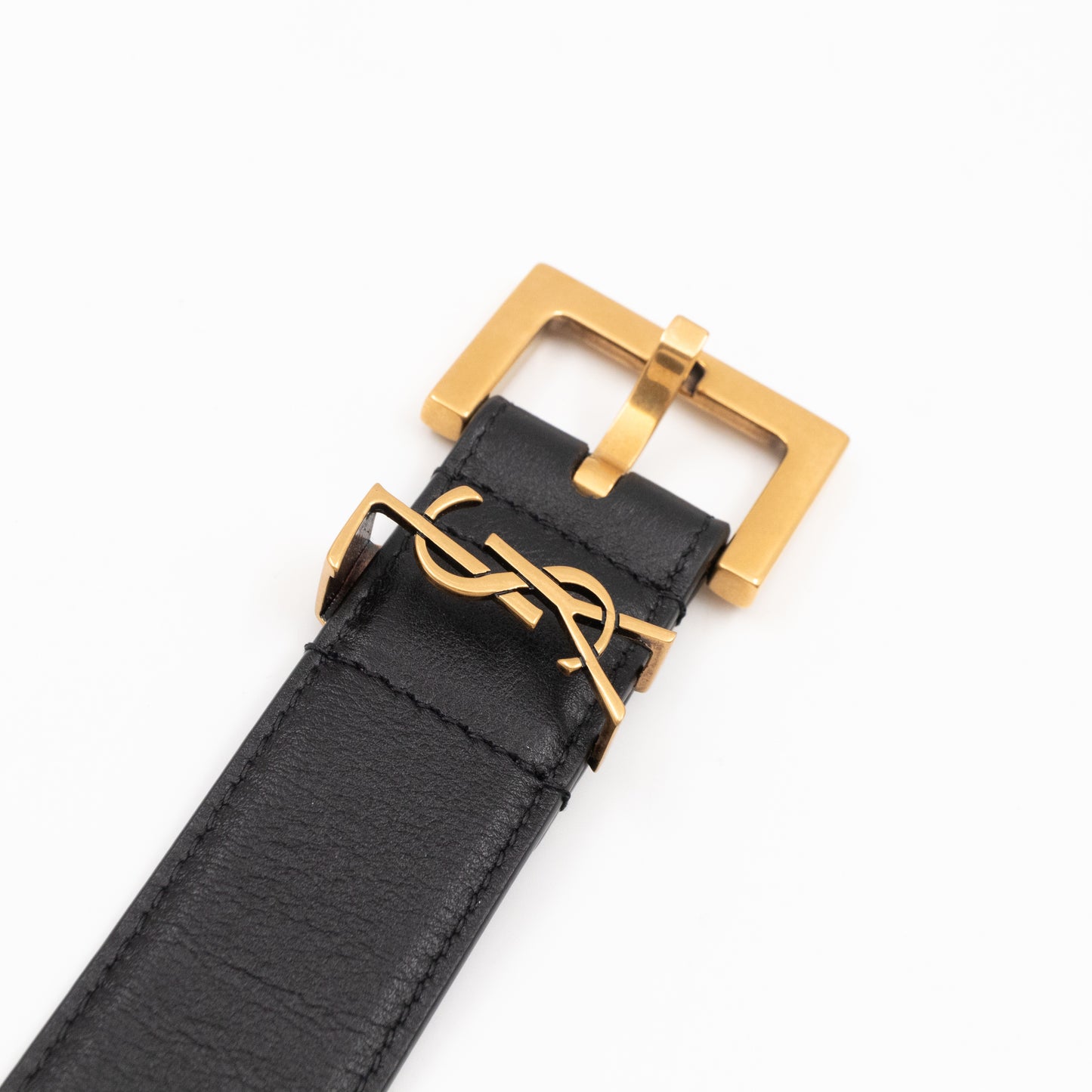 Cassandre Belt with Square Buckle Black Leather 85/34