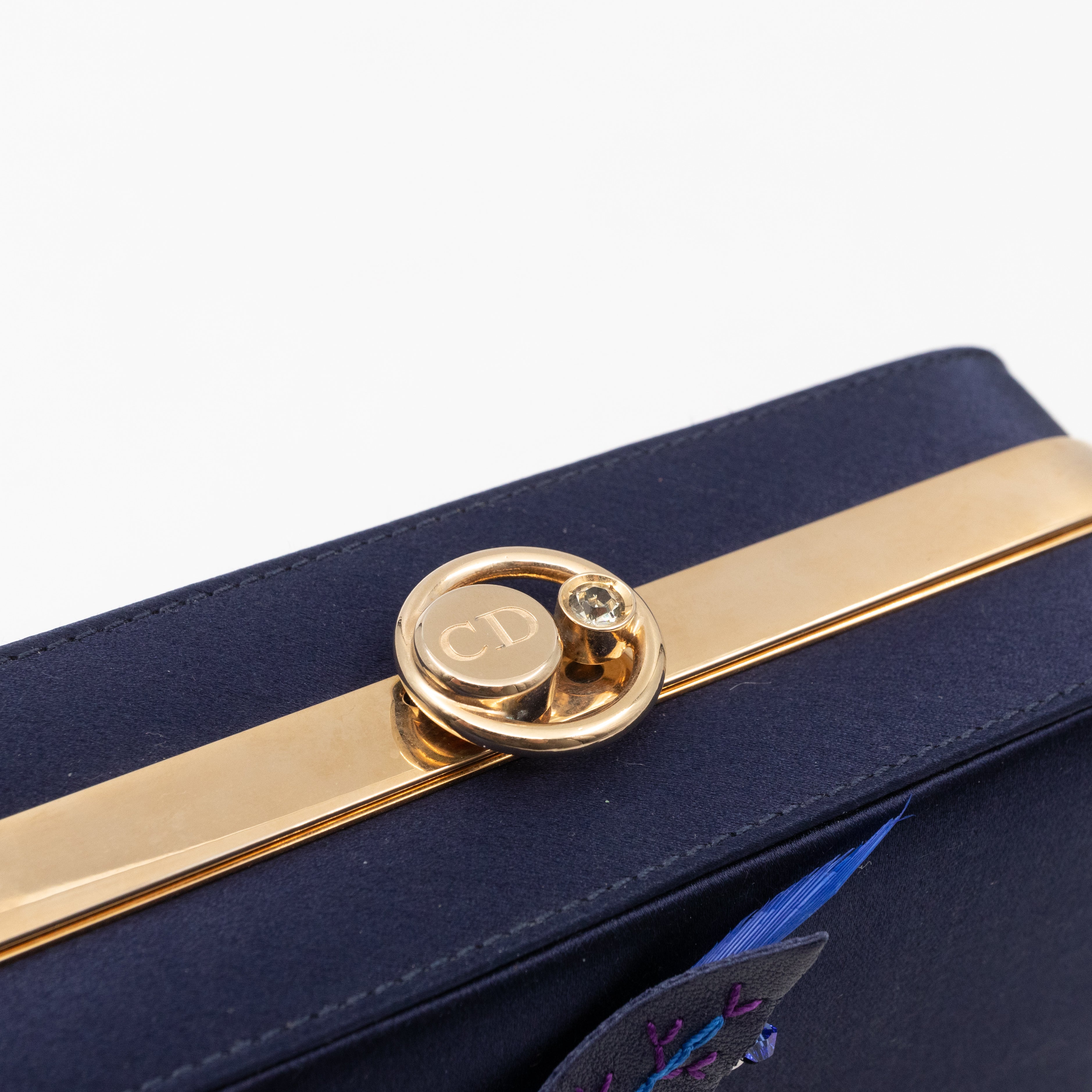 Charming Dragonfly Clutch Blue Satin