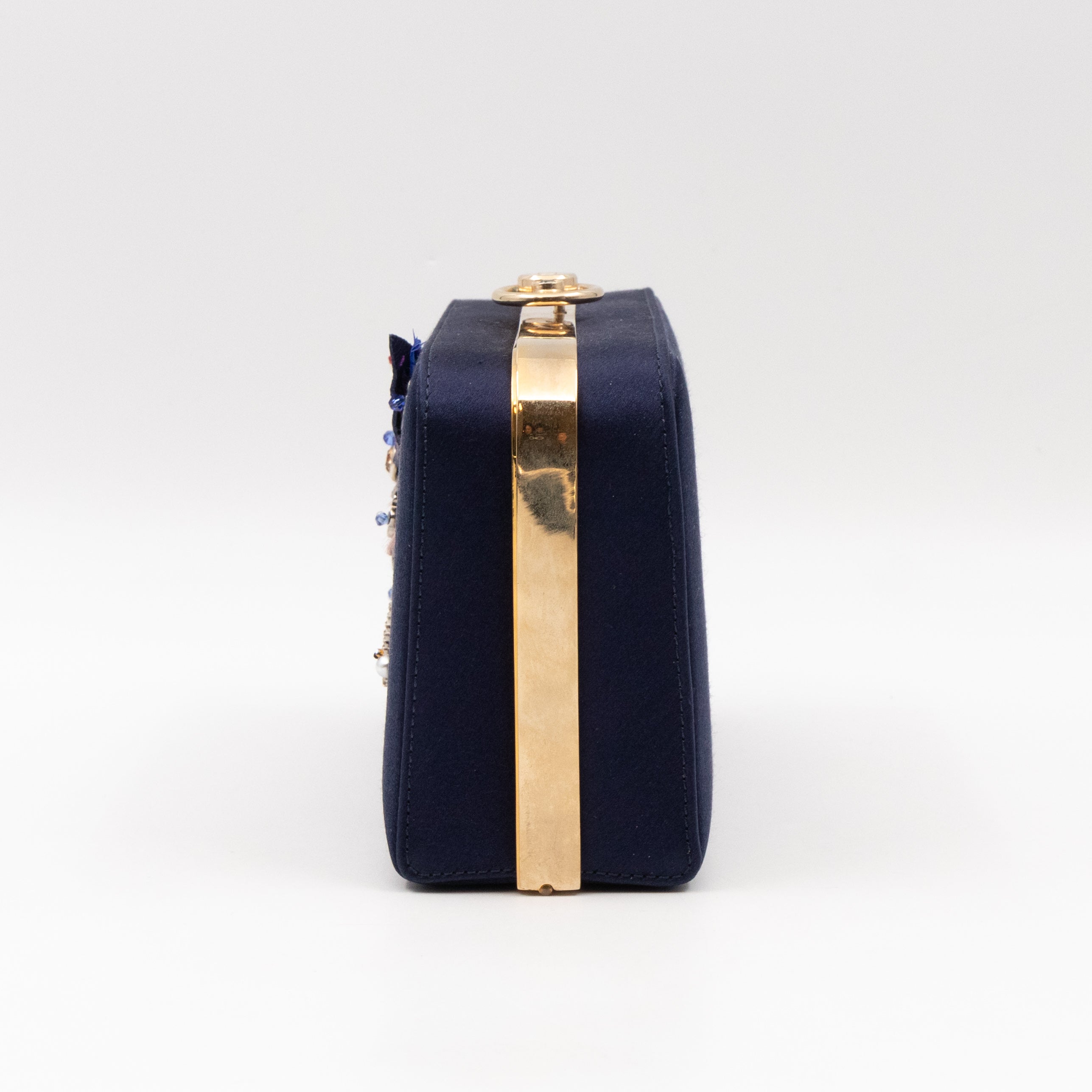 Charming Dragonfly Clutch Blue Satin