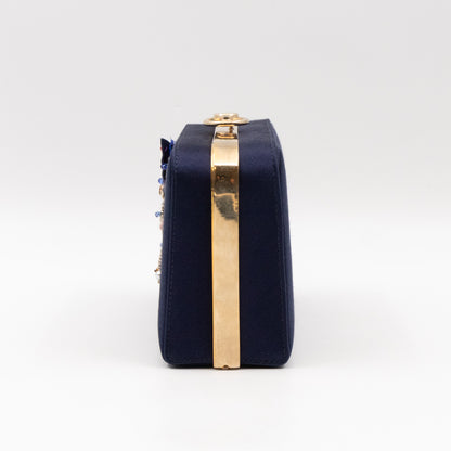 Charming Dragonfly Clutch Blue Satin