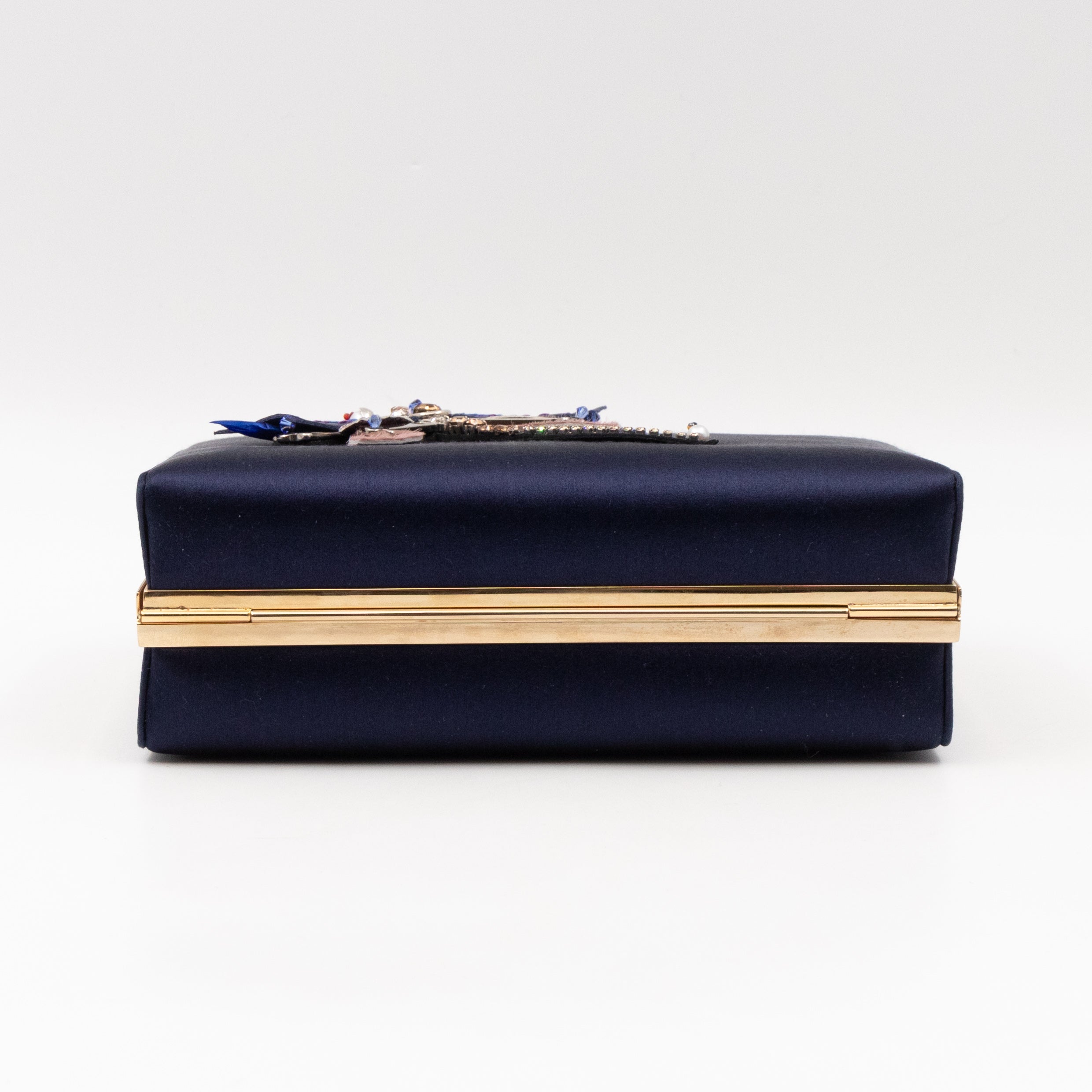 Charming Dragonfly Clutch Blue Satin