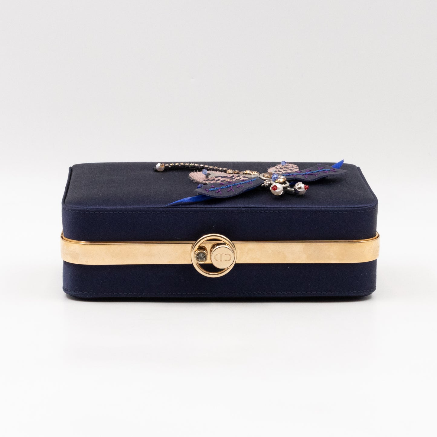 Charming Dragonfly Clutch Blue Satin