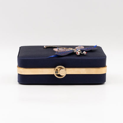 Charming Dragonfly Clutch Blue Satin