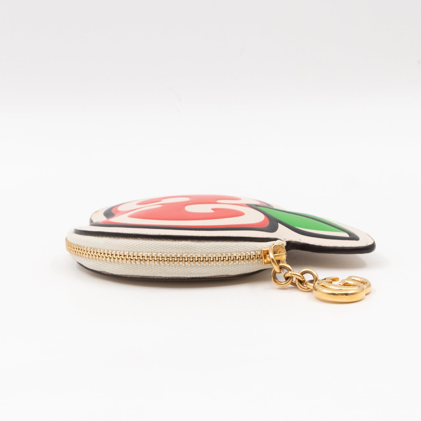 Apple Coin Purse White & Red Leather