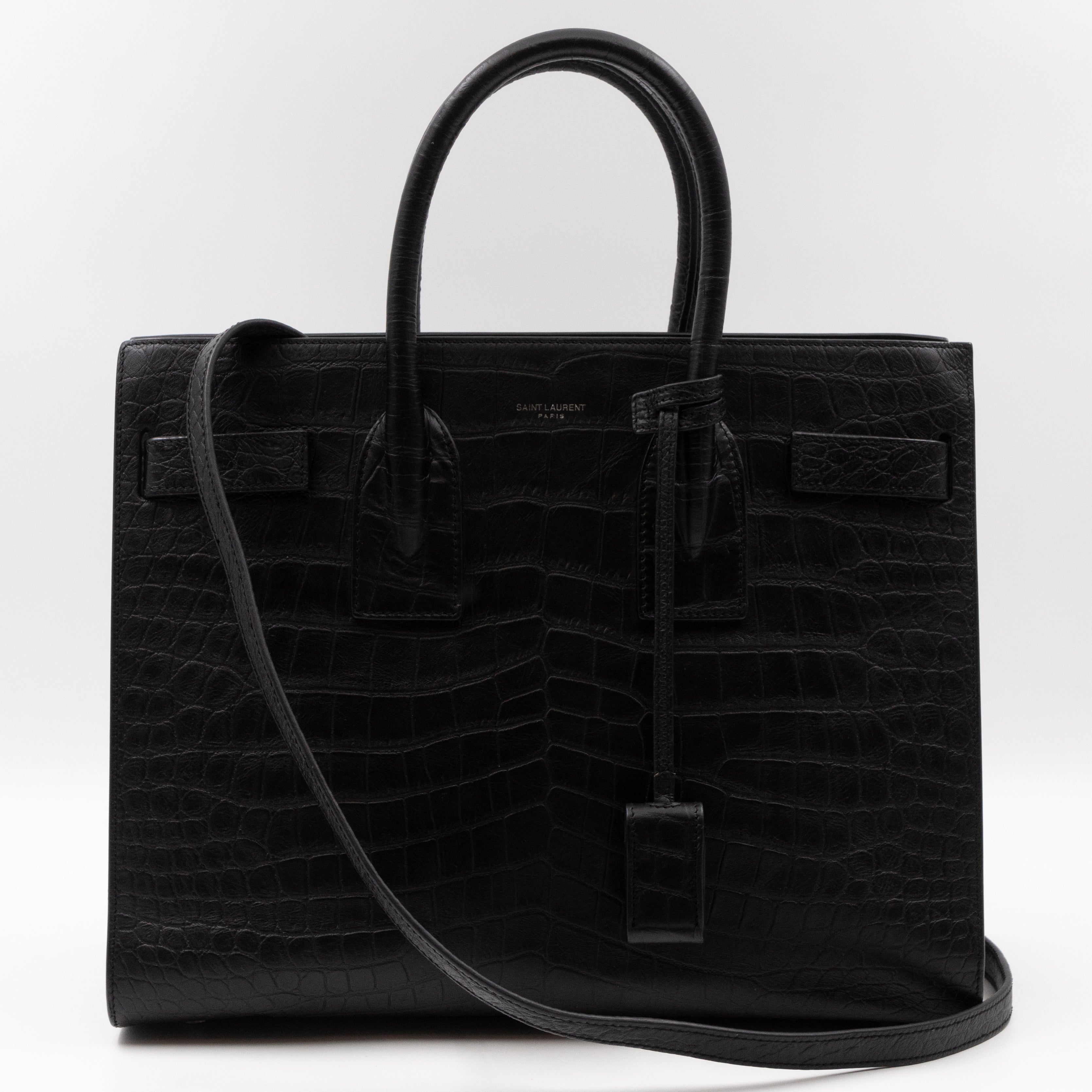 Sac de Jour Small Croc Black Embossed Leather