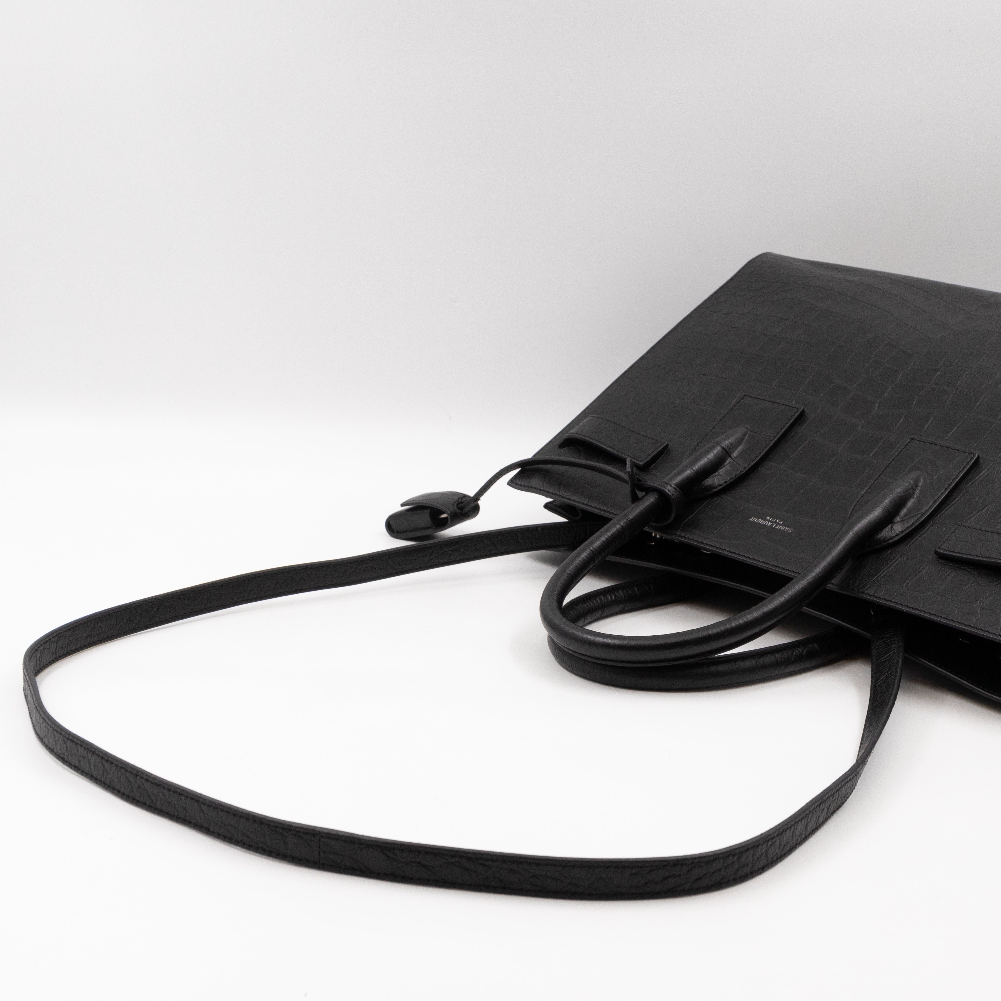 Sac de Jour Small Croc Black Embossed Leather