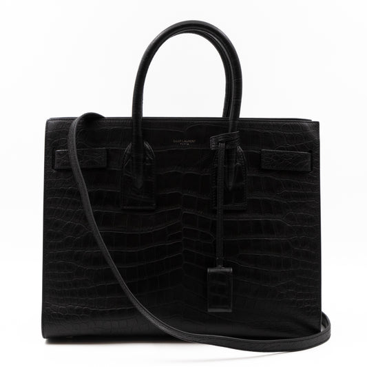 Sac de Jour Small Croc Black Embossed Leather