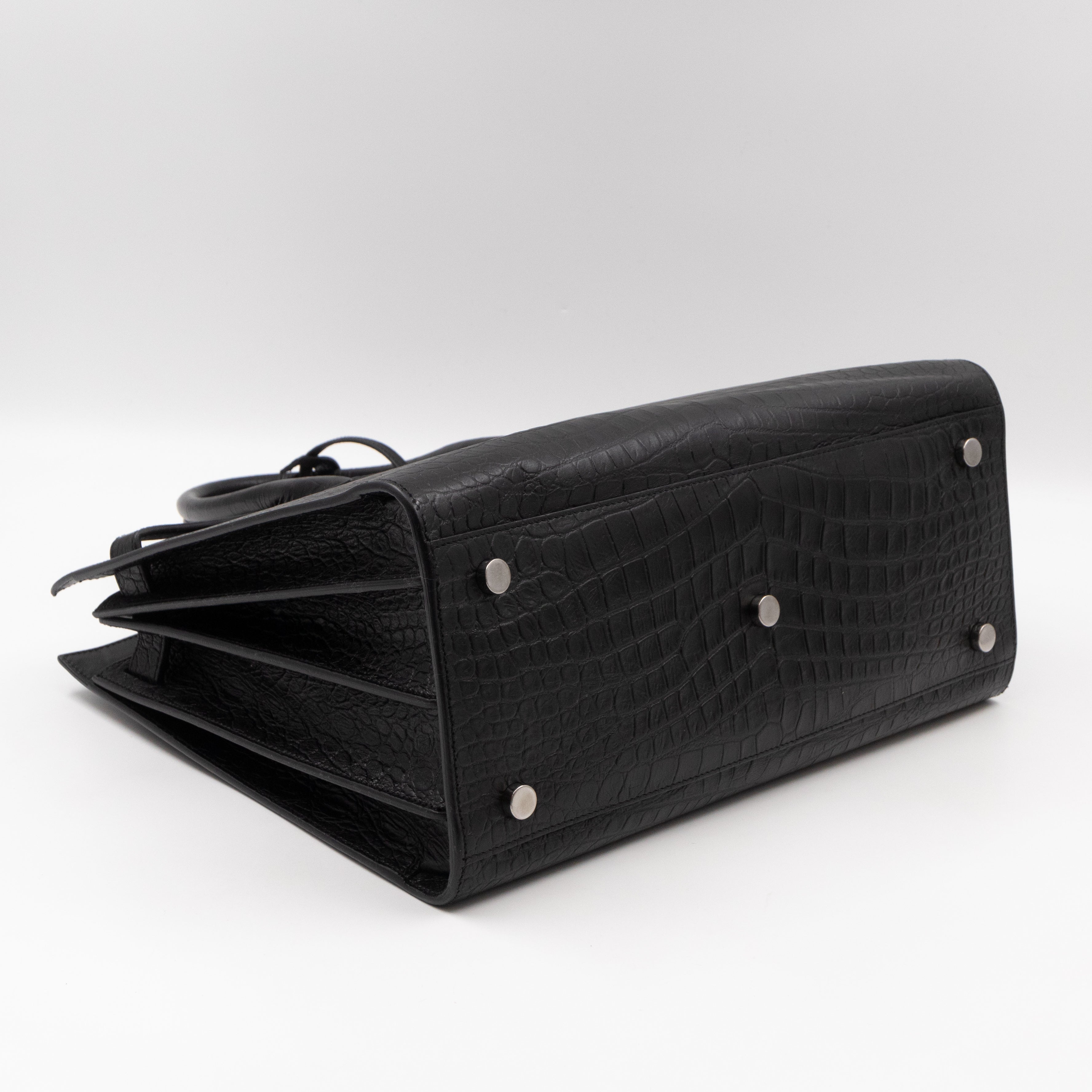 Sac de Jour Small Croc Black Embossed Leather