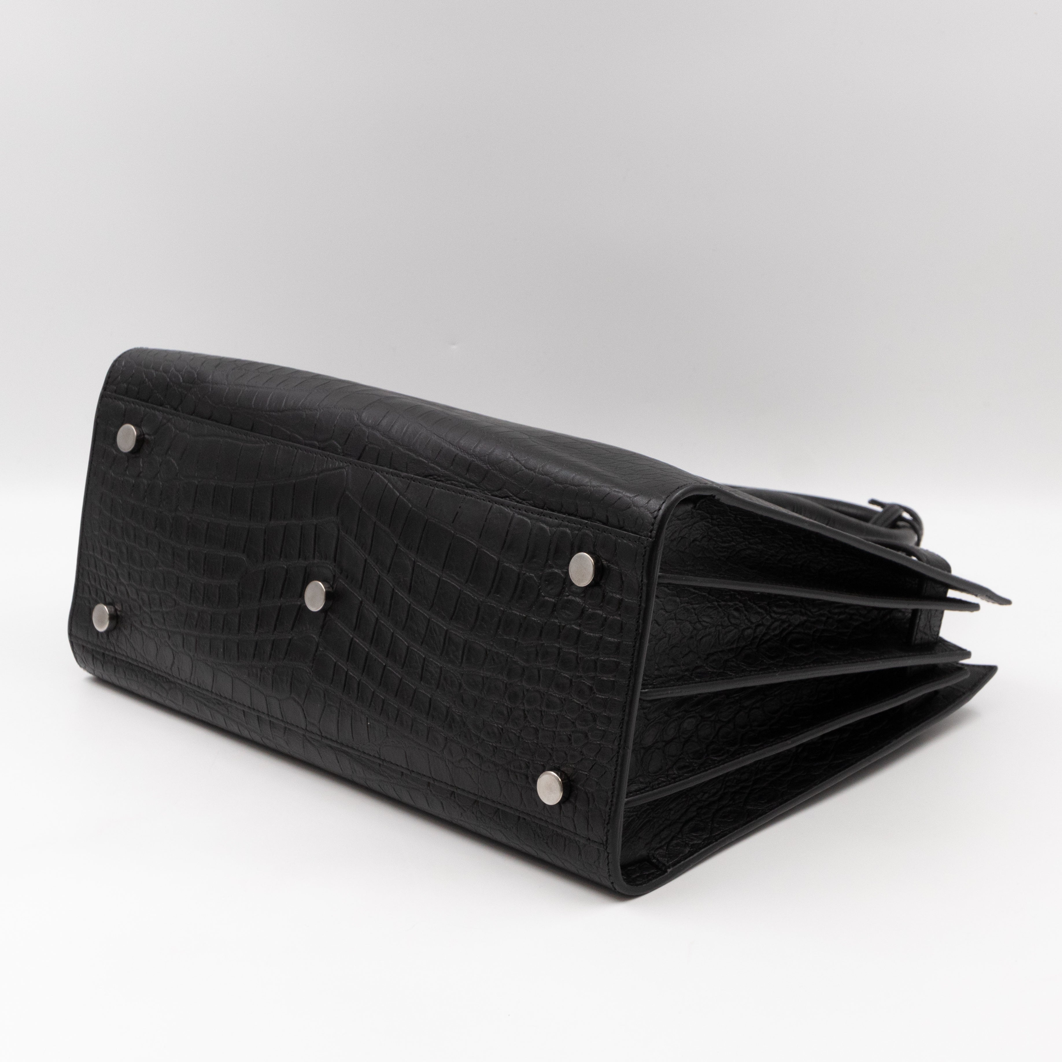 Sac de Jour Small Croc Black Embossed Leather