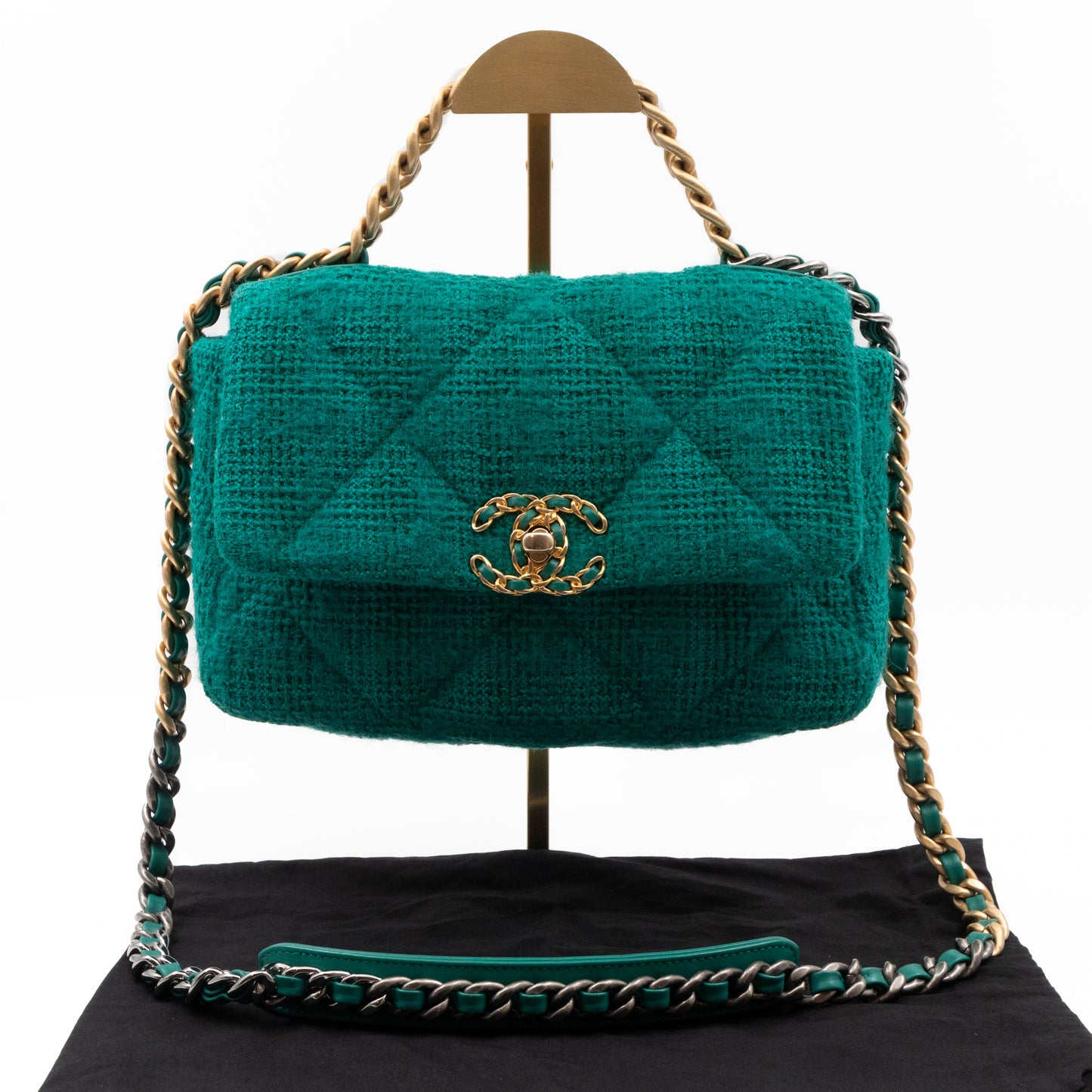 Chanel 19 Small Turquoise Tweed