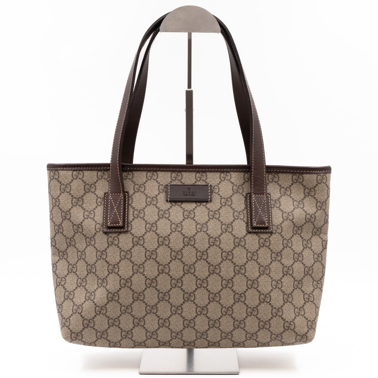 Small Tote GG Supreme Canvas Brown Leather