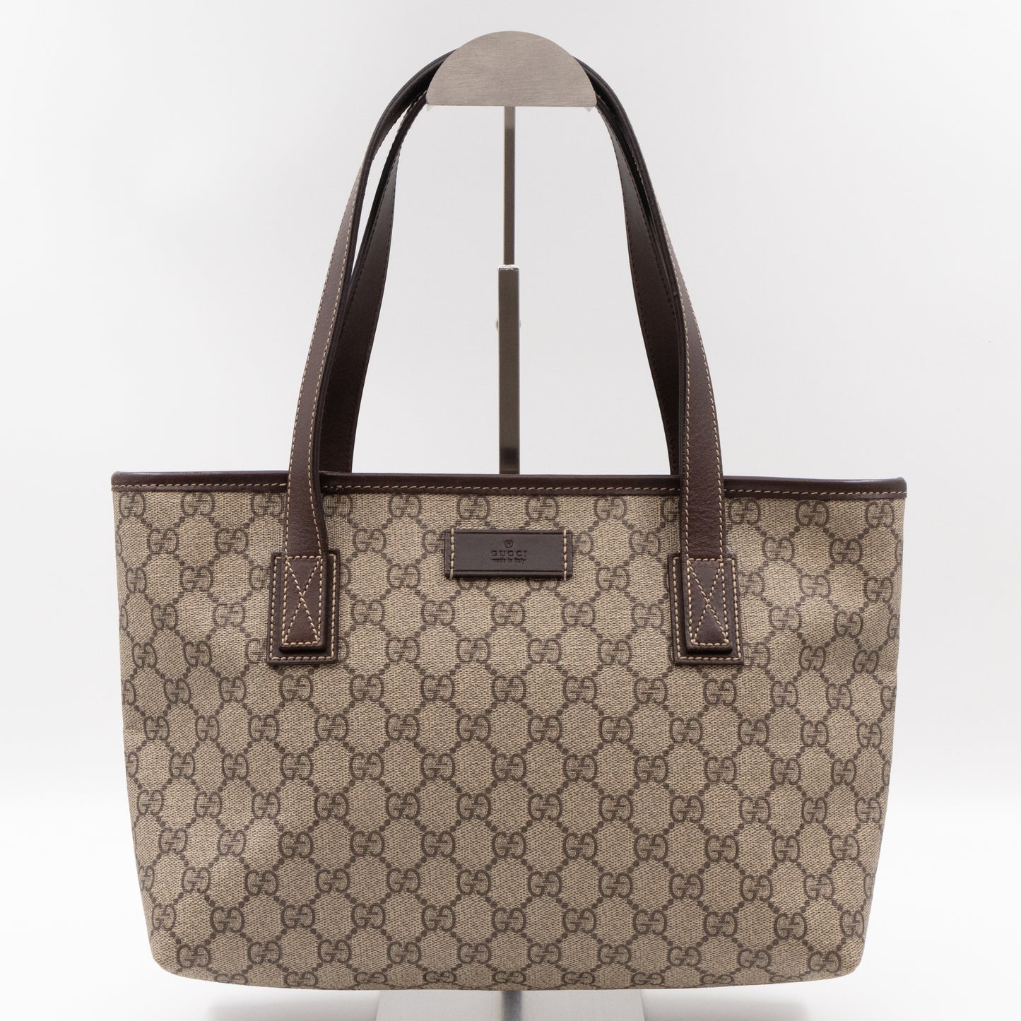 Small Tote GG Supreme Canvas Brown Leather