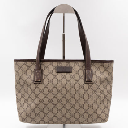 Small Tote GG Supreme Canvas Brown Leather