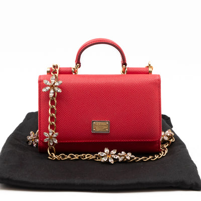 Sicily Von Belt Bag with Crystal Chain Pink Leather