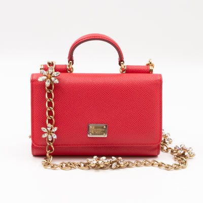 Sicily Von Belt Bag with Crystal Chain Pink Leather