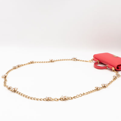 Sicily Von Belt Bag with Crystal Chain Pink Leather