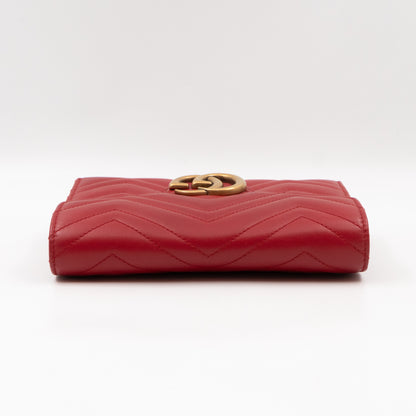 GG Marmont Matelasse Chain Wallet Red Leather