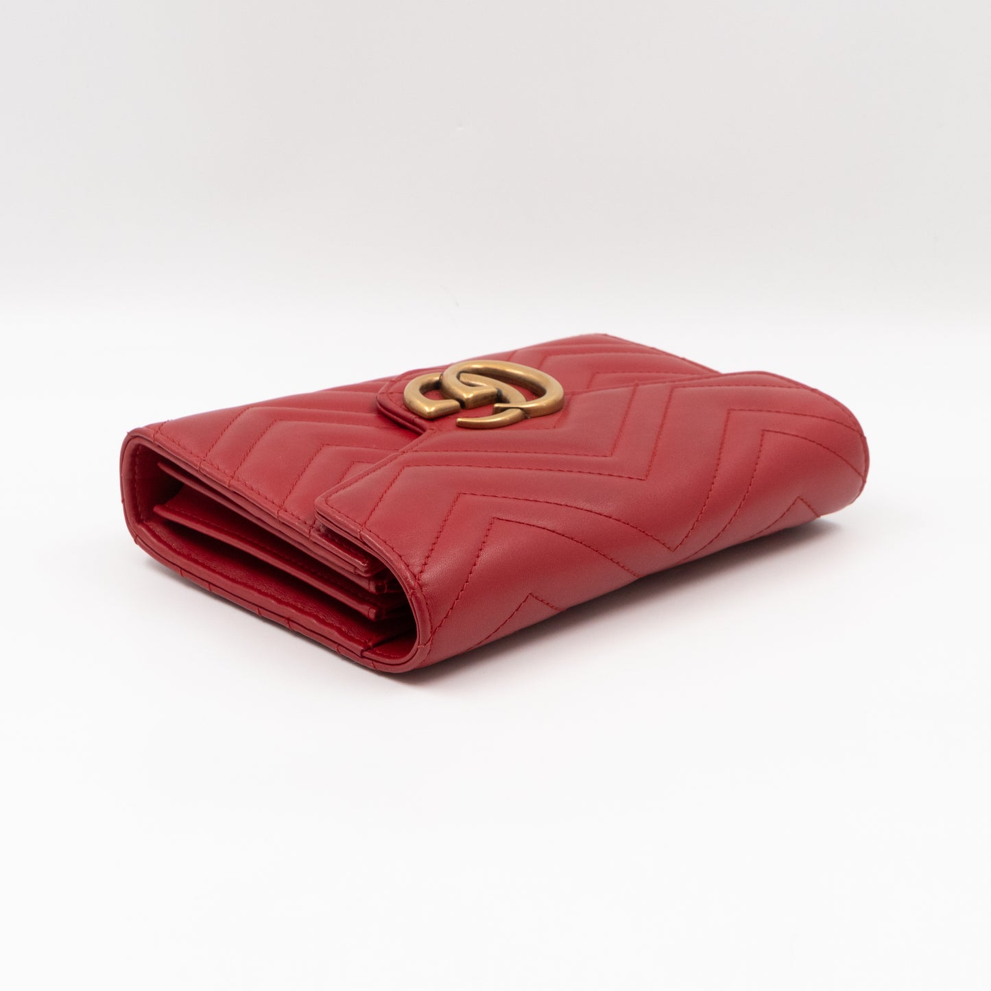 GG Marmont Matelasse Chain Wallet Red Leather