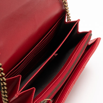 GG Marmont Matelasse Chain Wallet Red Leather