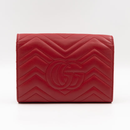 GG Marmont Matelasse Chain Wallet Red Leather