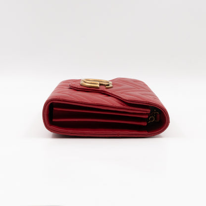 GG Marmont Matelasse Chain Wallet Red Leather