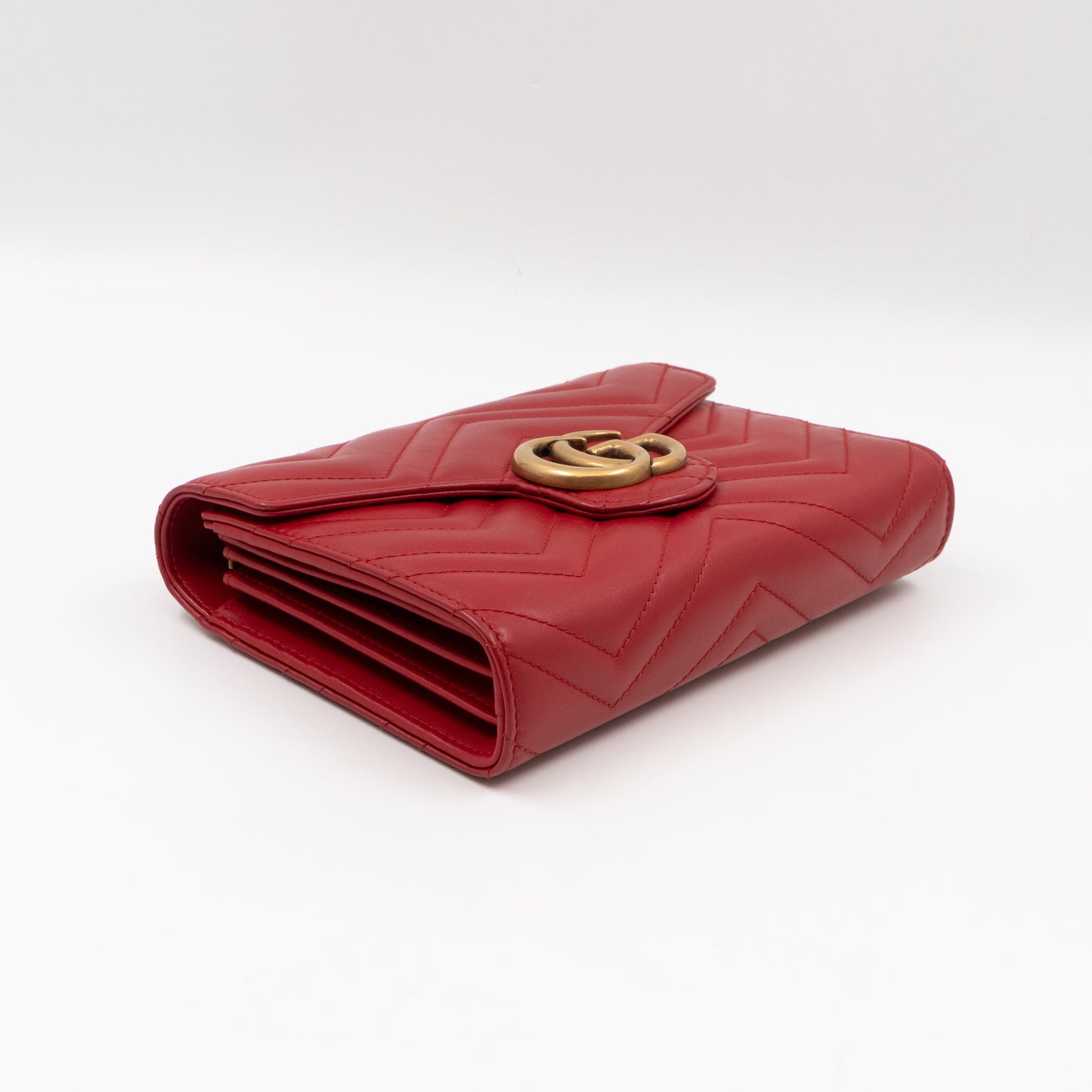 GG Marmont Matelasse Chain Wallet Red Leather