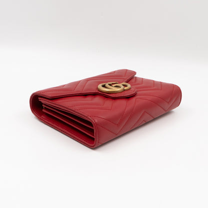 GG Marmont Matelasse Chain Wallet Red Leather