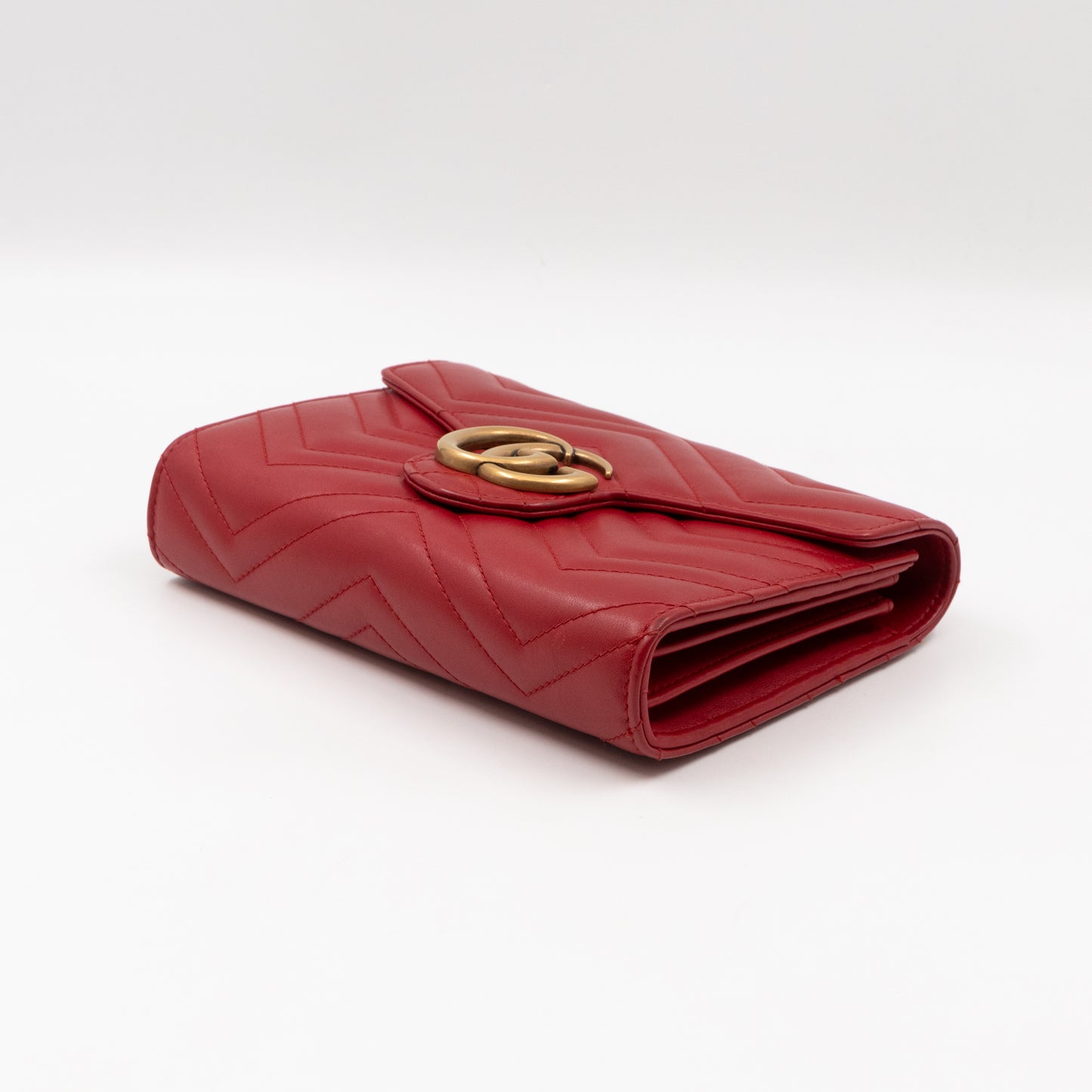 GG Marmont Matelasse Chain Wallet Red Leather