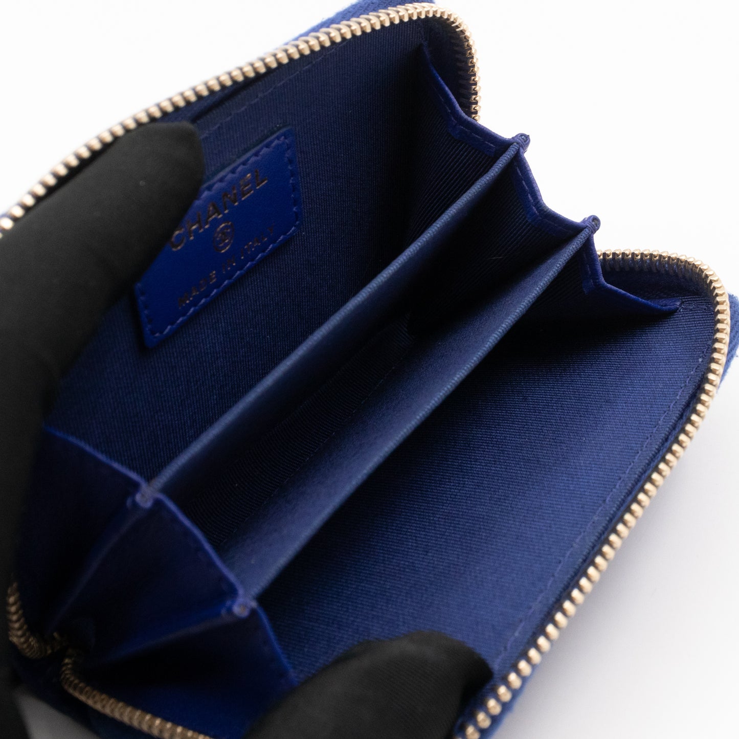 Zip Coin Purse Blue Lambskin Leather