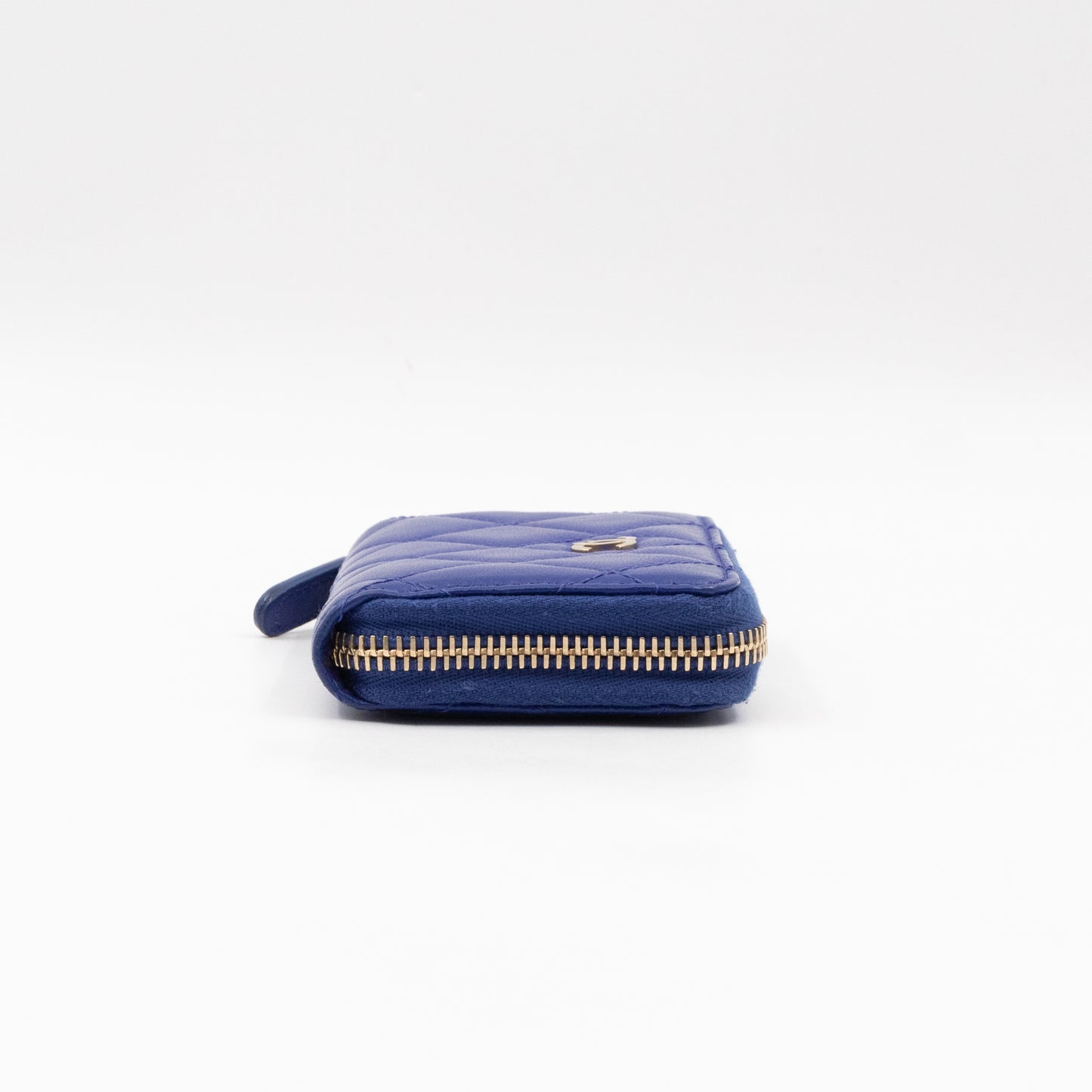 Zip Coin Purse Blue Lambskin Leather