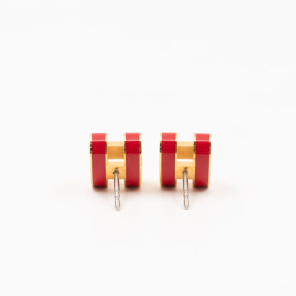 Pop H Earrings Red & Gold