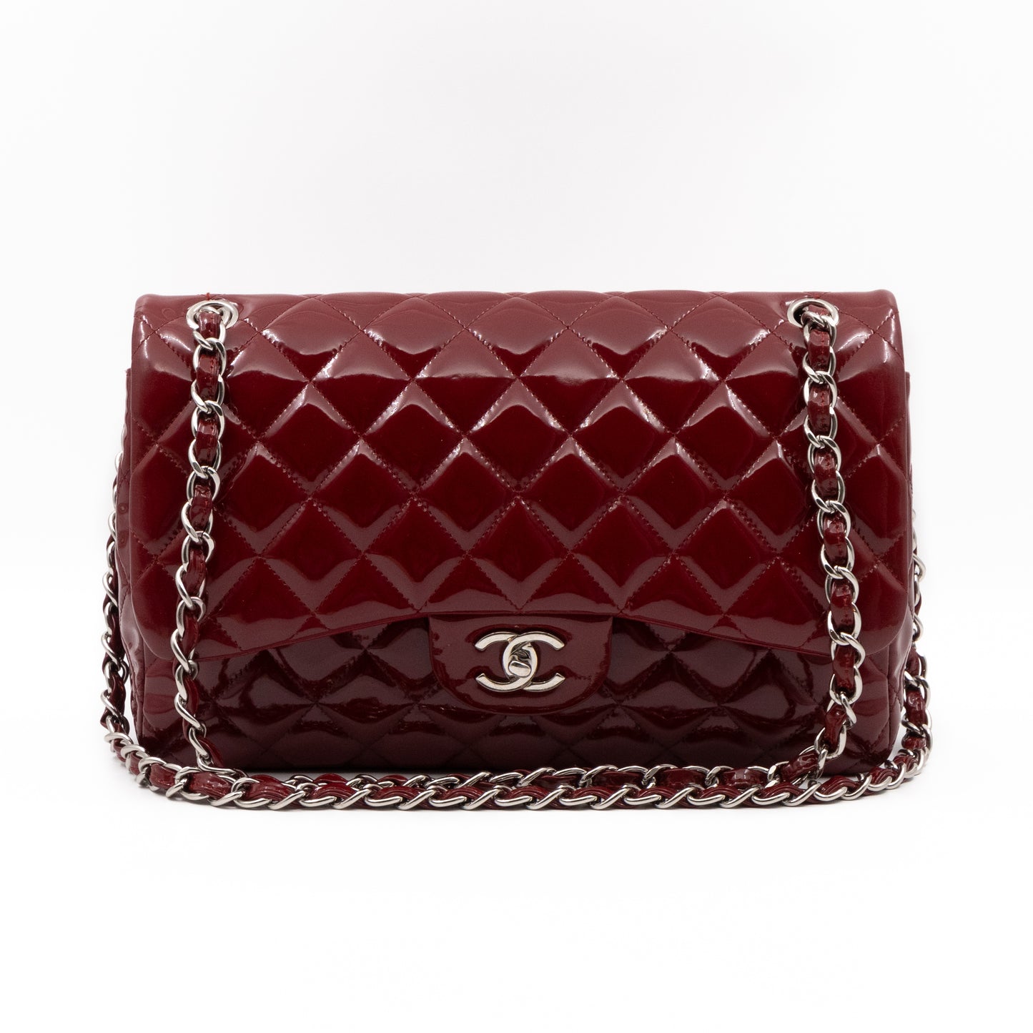 Classic Double Flap Jumbo Red Patent Leather