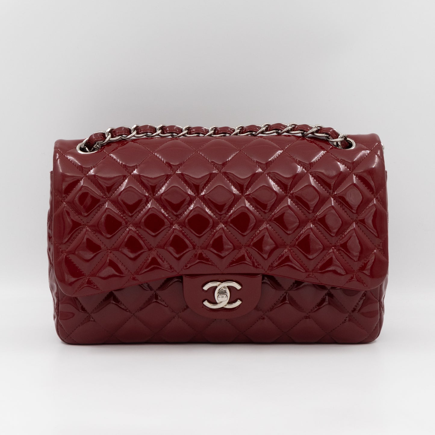 Classic Double Flap Jumbo Red Patent Leather