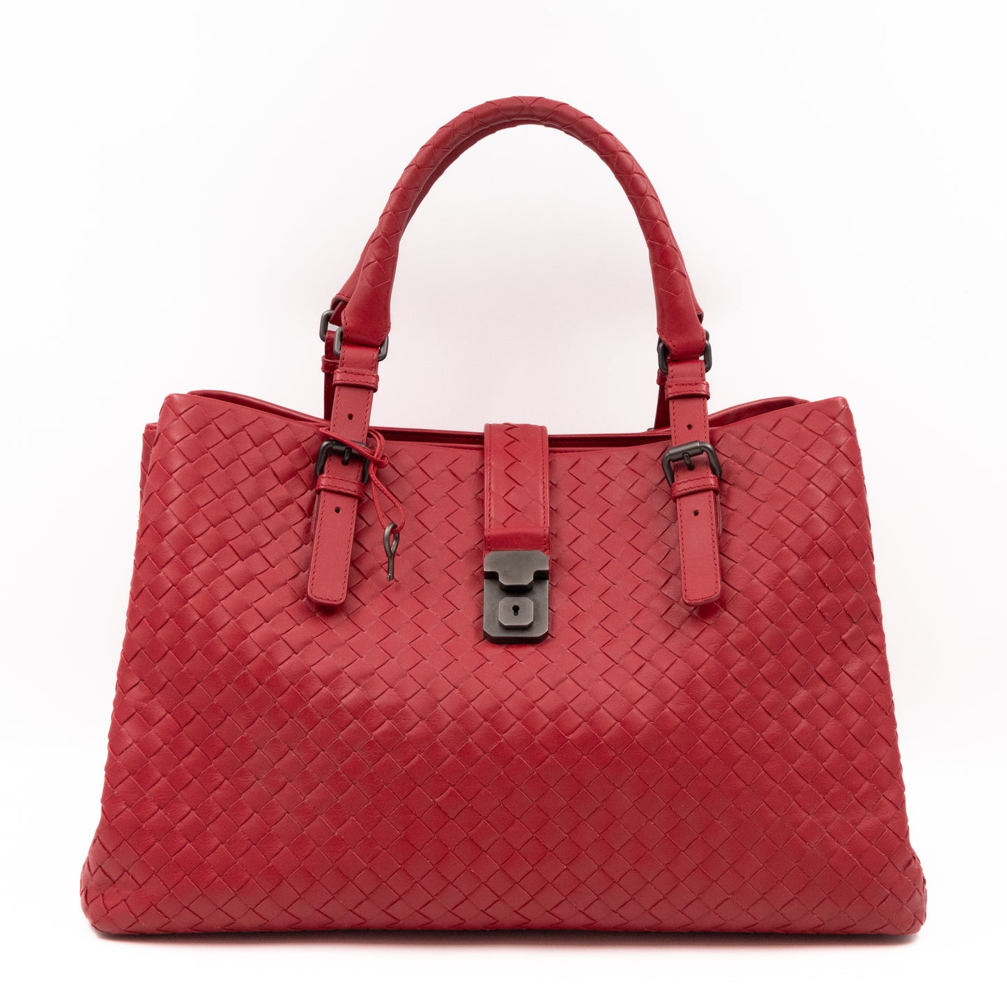 Roma Large Intrecciato Burgundy Leather