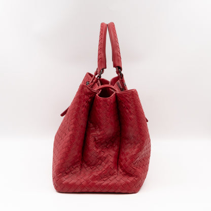 Roma Large Intrecciato Burgundy Leather