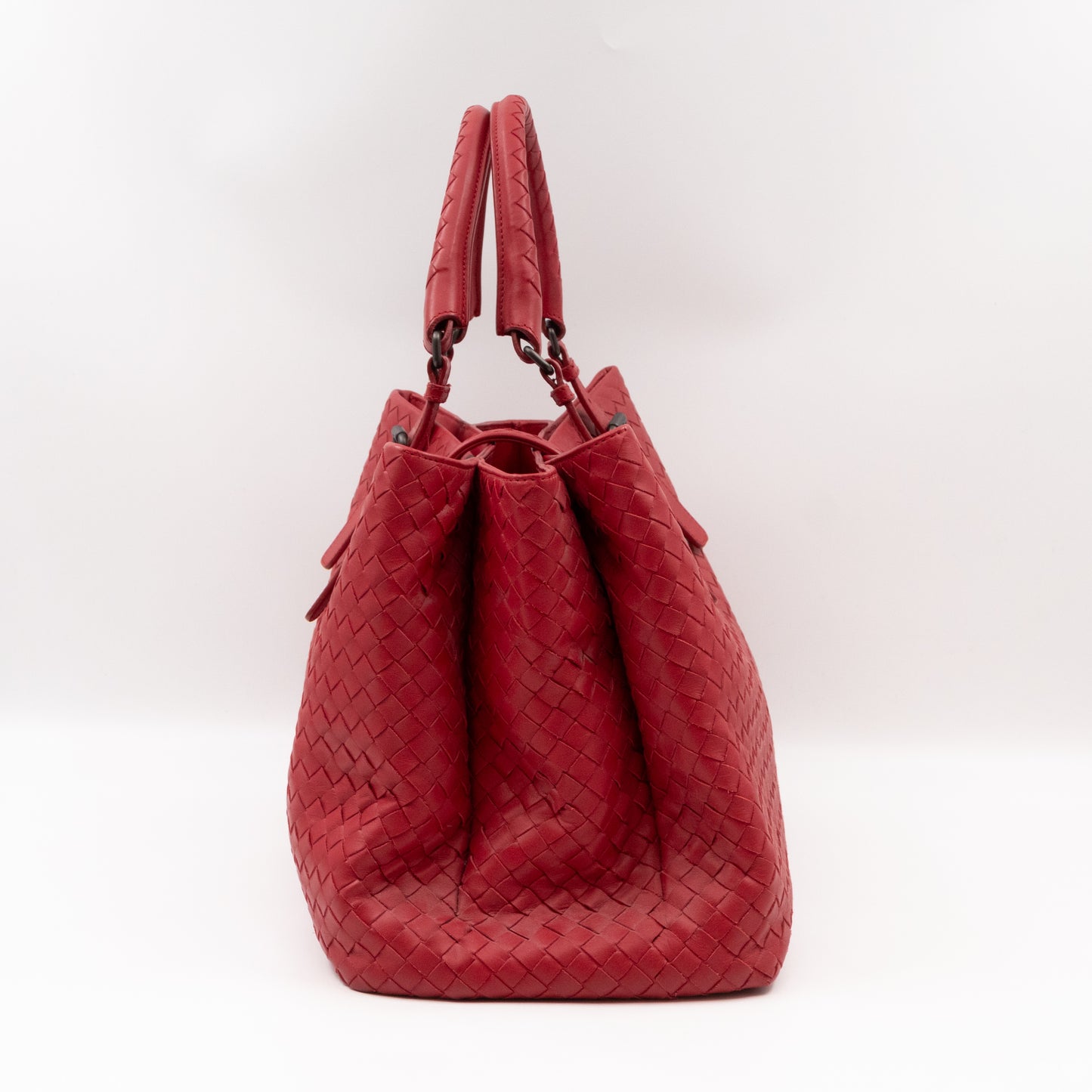 Roma Large Intrecciato Burgundy Leather