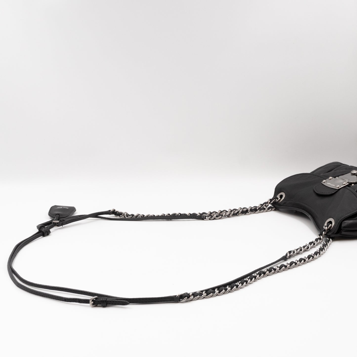 Coffer Chain Shoulder Bag Black Leather