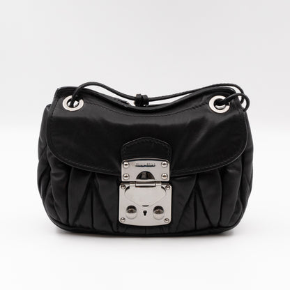 Coffer Chain Shoulder Bag Black Leather