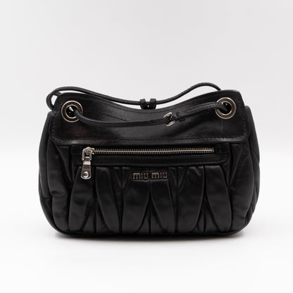 Coffer Chain Shoulder Bag Black Leather