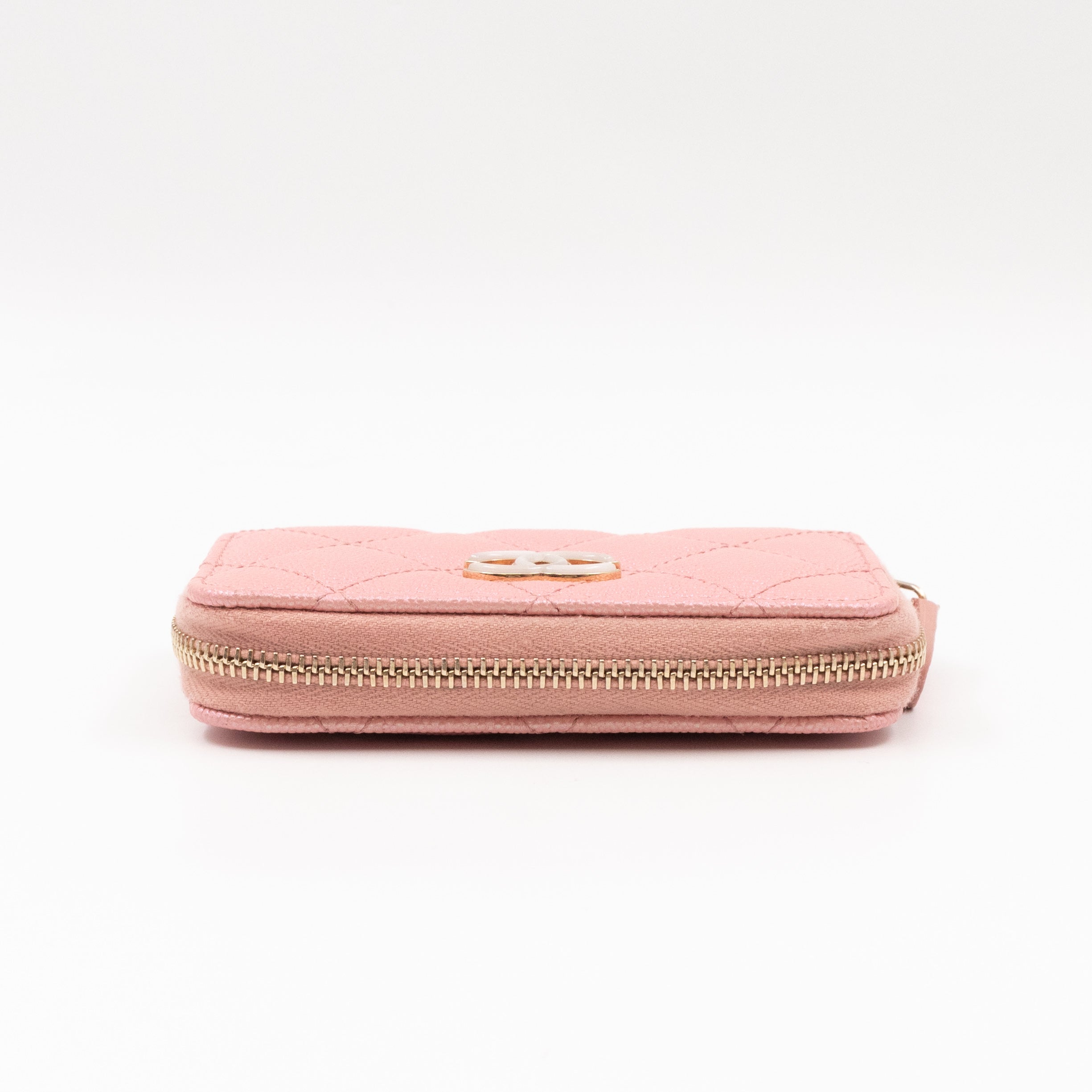 Zip Around Coin Purse Pearl Pink Caviar Leather
