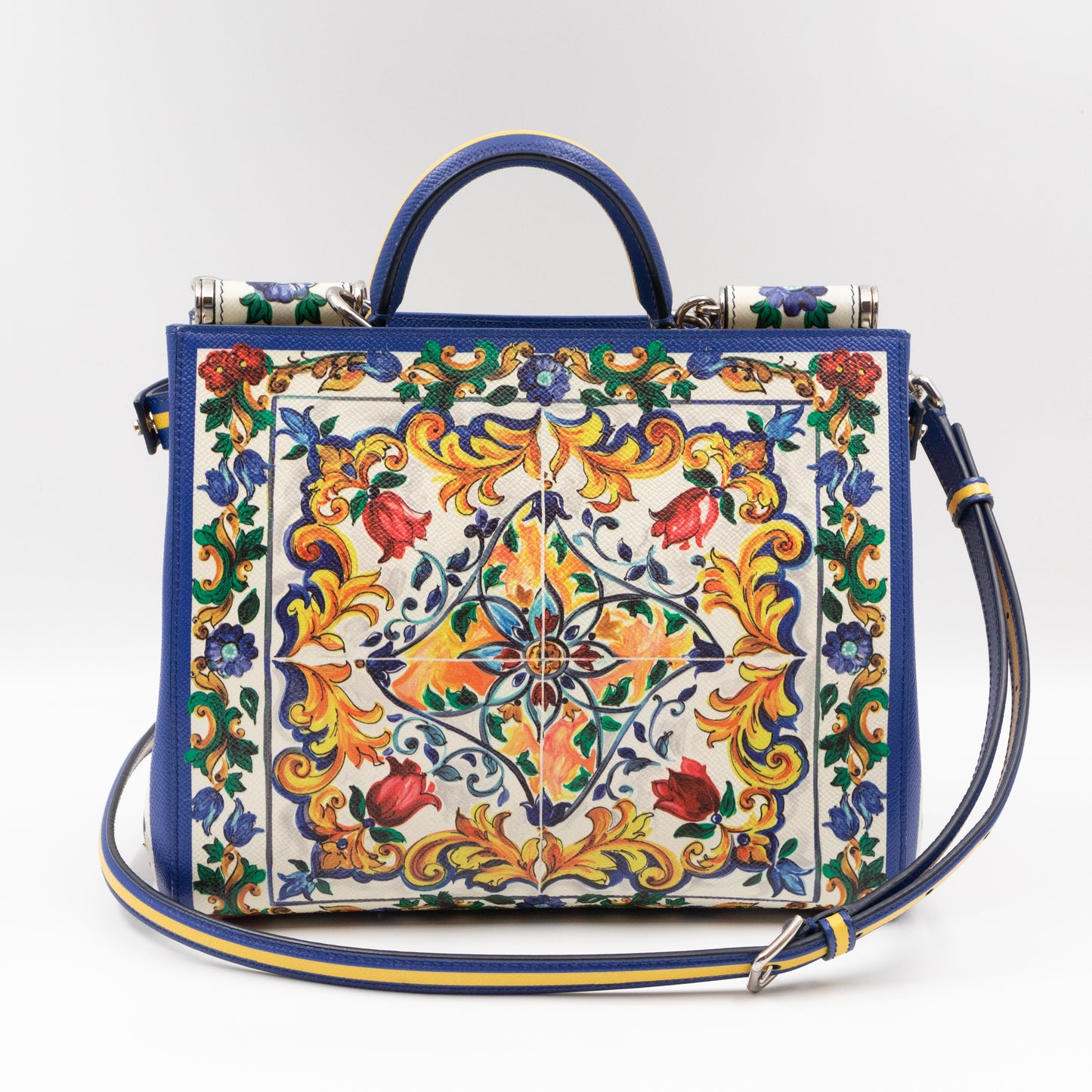 Miss Sicily Shopper Bag Majolica Print Leather