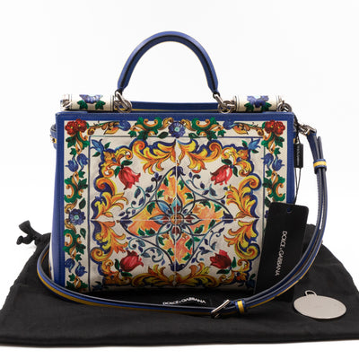 Miss Sicily Shopper Bag Majolica Print Leather