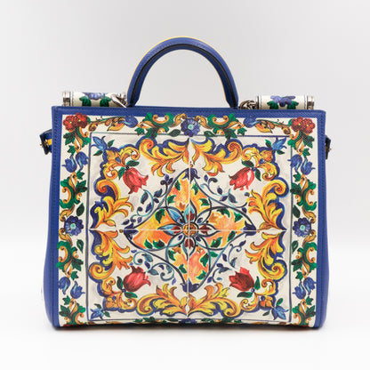 Miss Sicily Shopper Bag Majolica Print Leather