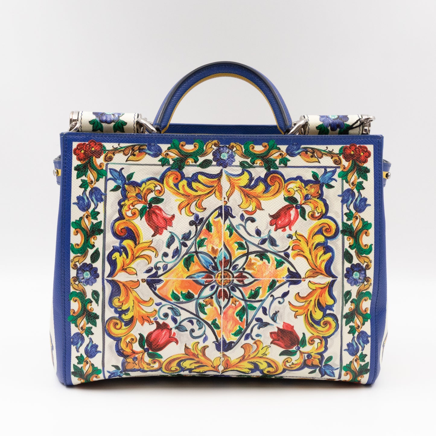 Miss Sicily Shopper Bag Majolica Print Leather