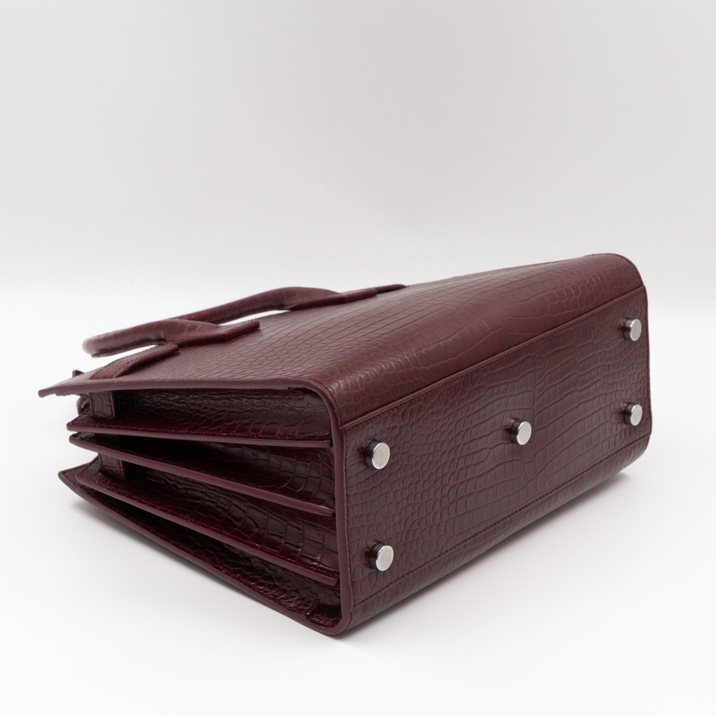 Sac de Jour Baby Croc Burgundy Embossed Leather